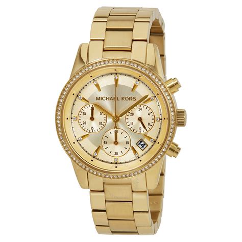 gold michael kors watch ladies|michael kors chronograph gold.